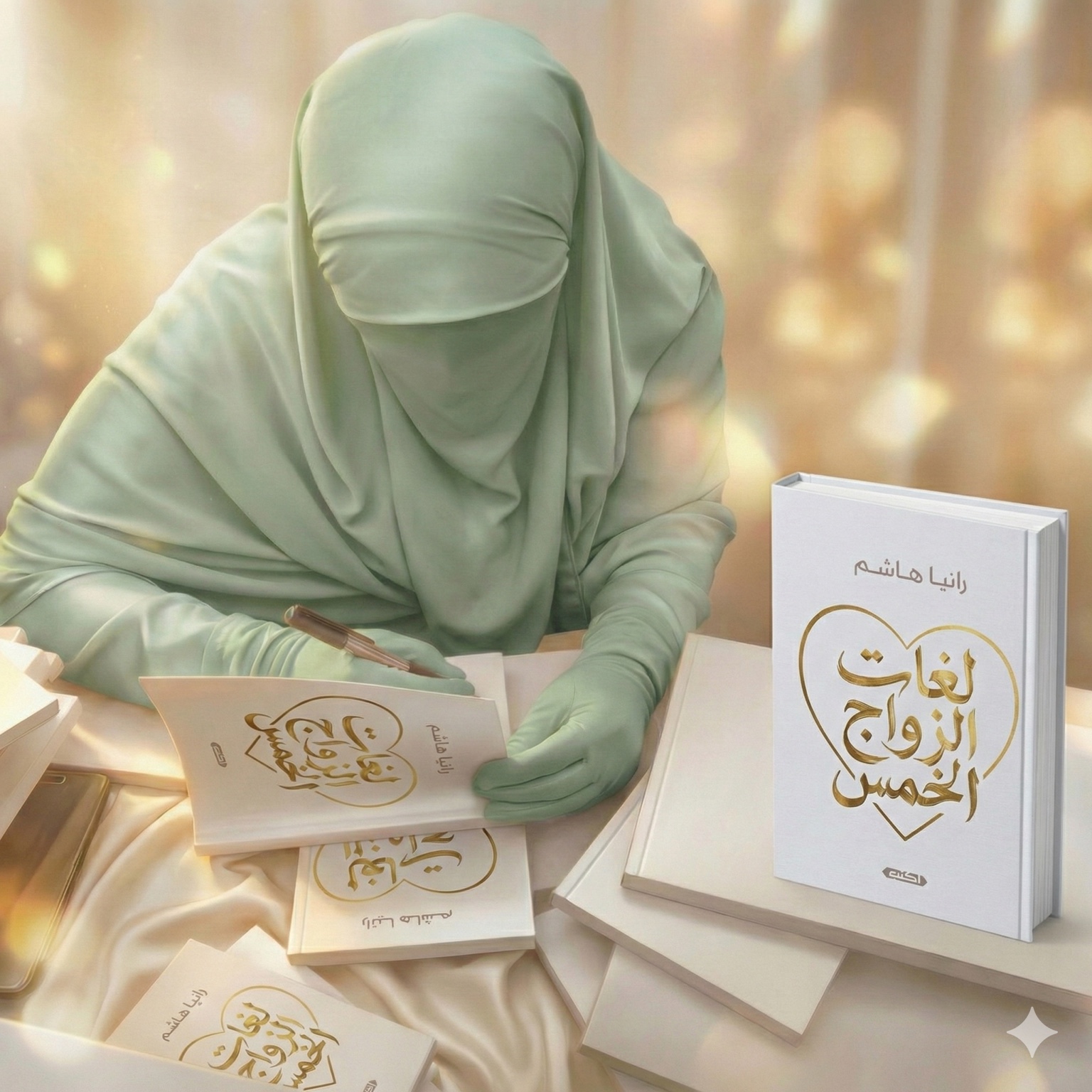 رانيا هاشم أثناء توقيع كتاب لغات الزواج الخمس